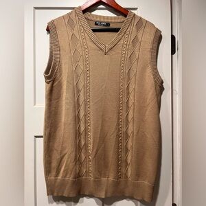 Men's Tan Sweater Vest Paul Jones Cable Knit L